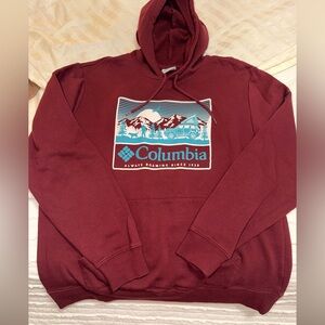 Columbia Men's Burgundy Graphic Hoodie Size L